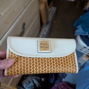 Dooney & Bourke White and Brown Woven Wallet Along With Purse